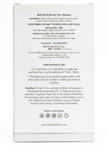 EM5 Nomade Perfume for Him/Her | Amber Oud Smoky leather Accords | Unisex Perfume Spray for Men & Women | Strong & Long Lasting Fragrance | Gift for Him & Her | 50ml