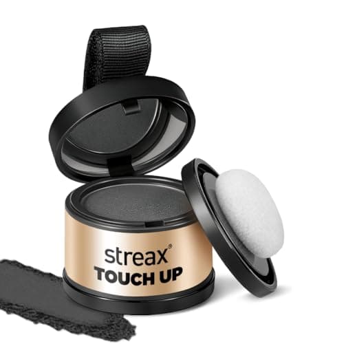 Streax Hair Root Touch Up for Grey Hair, Black – 4gm | Root Cover Up Hair Powder I Covers Grey Hair & Bald Patches | Instant Hair Colour Touch Up, Root Concealer for Natural Black Hair