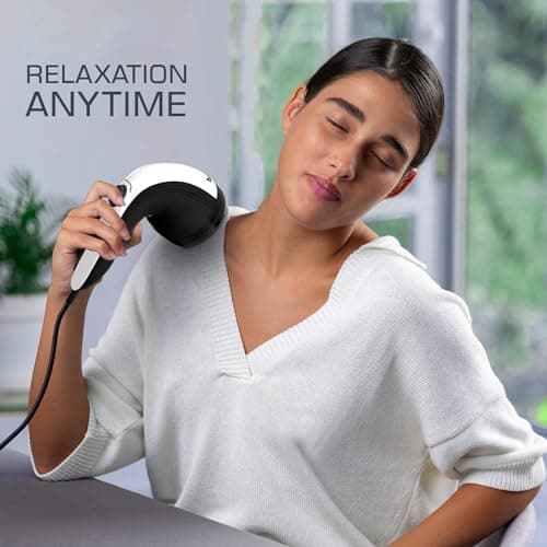 AGARO Atom Plus Electric Handheld Full Body Massager, 4 Massage Heads, Mesh Cover, Variable Speed Settings for Muscle Relief and Relaxation, Back, Leg & Foot