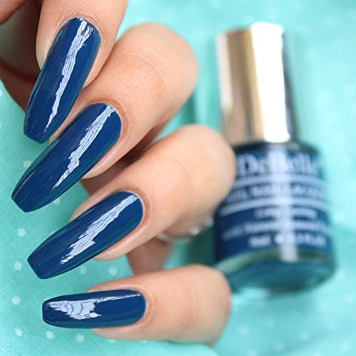 DeBelle Gel Glossy Finish Nail Polish Bleu Allure(Navy Blue), 8 Ml - Enriched With Natural Seaweed Extract, Cruelty Free, Toxic Free