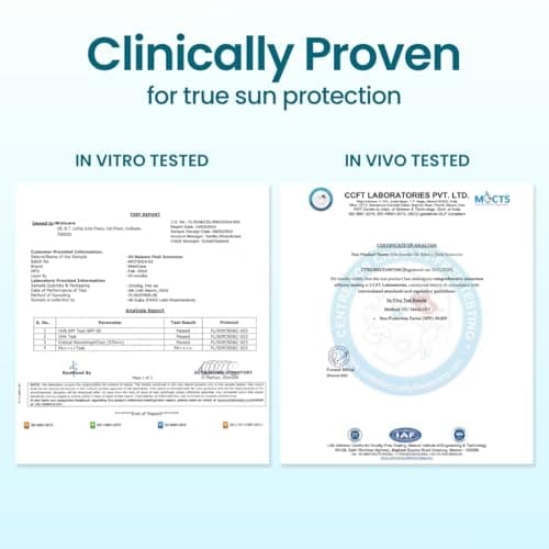 WishCare Niacinamide Oil Balance Fluid Sunscreen SPF 50 PA++++ In-Vivo Tested | 8Hrs+ SPF Protection | Lightweight, Matte & No White Cast | Sunscreen SPF 50 For Oily Skin, Sensitive, Dry & Combination Skin | For Women & Men | 50g