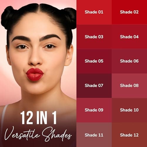 Mila Beauté 12 Creamy Matte Mini Pout Party Lipstick Kit | Lip Hydrating & Light-weight | Long Lasting Lipsticks for Women | Suitable All Indian Tones | Shade - Pinks & Reds 12g
