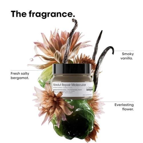 L'Oréal Professionnel Absolut Repair Molecular Deep Repairing Cream Mask for Damaged Hair - 250 ml | Repairs Very Damaged Hair and Restores Strength With 2% Peptides Bonder & 5 Amino Acids
