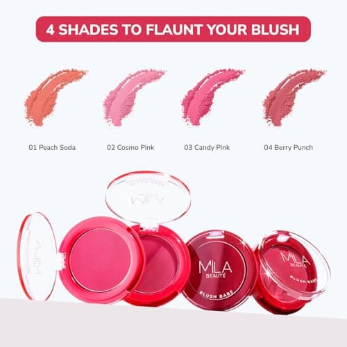 MILA BEAUTÉ Blush Babe Powder Blush | Matte Finish Long-Lasting Pigment | Easy to Blend | Non-Drying With Rosehip Oil, Jojoba Oil and Vitamin E | Shade - (Candy Pink 5g)