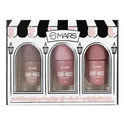 MARS EURO Nail Lacquer | Glossy Gel Finish | Rich Pigmentation | Chip Free | Quick Drying Formula | Long Lasting Nail Polish for Women (3 * 6.0 ml) (SET-03)