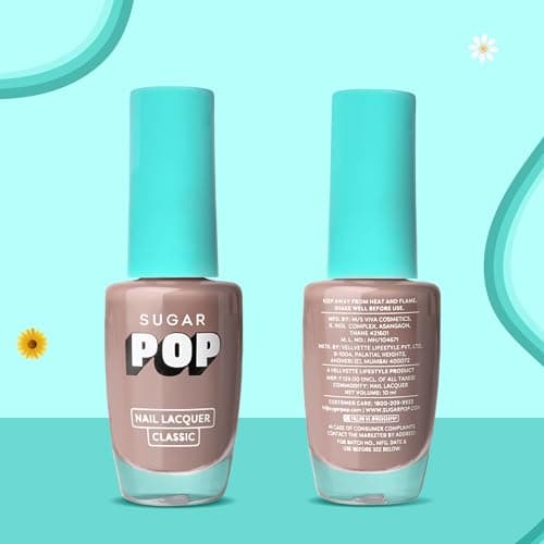 SUGAR POP Nail Lacquer 08 Silk Stockings (Cool Toned Nude) | Dries In 45 Seconds | Chip-Resistant | Glossy Finish | High Shine | Nail Polish For Women, 10 ml