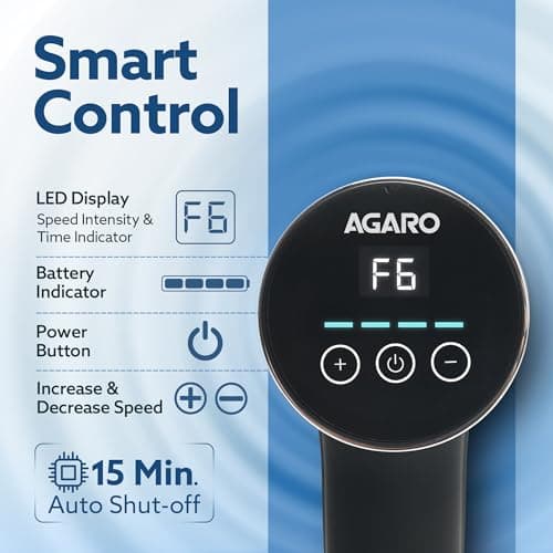 AGARO Galaxy Gun Massager, 4 Heads, 6 Speed, Rechargeable, Handheld, Percussion Muscle Massager for Full Body Relief, Muscle Relaxation of Neck, Shoulder, Back, Foot for Men & Women, Black.