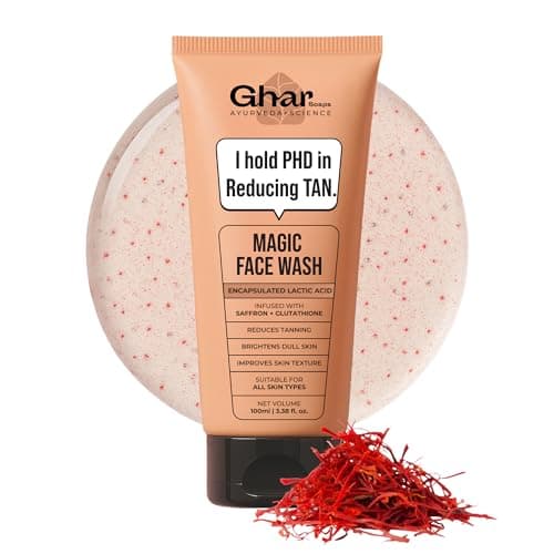 Ghar Soaps Magic De-Tan Face wash With Saffron & Glutathione 100ml | Tan Removal, Brightening and Glowing Skin I For All Skin Type I For Men & Women