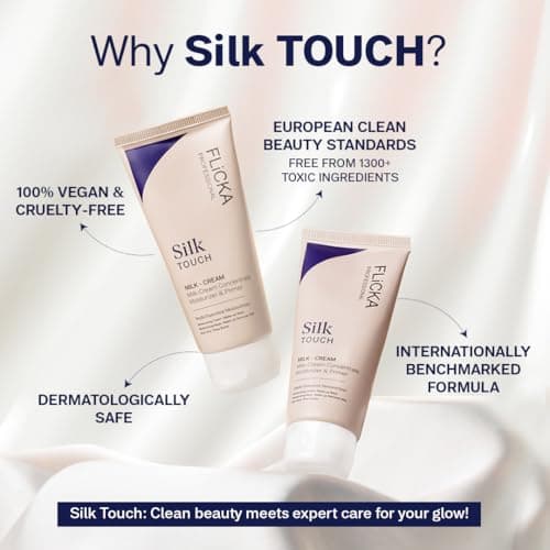 FLiCKA Silk Touch 3 in 1 Moisturizer and Primer for Face | Hydrating, Lightweight, Long-Lasting | Pore Minimizer | Dermatologically Tested | All Skin Types | Makeup Base | 60g | Cruelty-Free (Pack of 1)