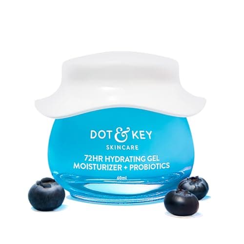 DOT & KEY 72Hr Hydrating Gel + Probiotics Moisturizer For Face With Hyaluronic Acid, Kombucha & Rice Water Lightweight Gel Oil Free Moisturizer | For Oily, Dull & Uneven Skin Tone I For All Skin Types | 60Ml