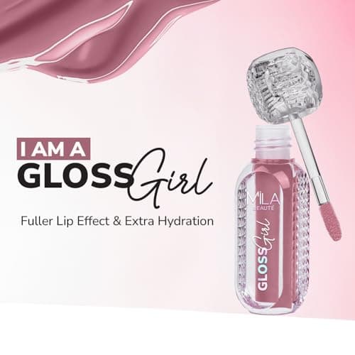 MILA BEAUTÉ Gloss Girl Lip Gloss|Enriched With Mango Seed Butter & Hyaluronic Acid|Light Weight & Non-Sticky Formula|Gives Fuller-Lip Effect & Extra Hydration|High Shine Finish-That's Me, 2.8 Ml