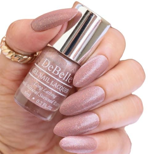 DeBelle Gel Glossy Finish Nail Polish (Non- Uv) | Long Lasting | Seaweed Enriched |Chip Resistant | Toxic & Cruelty Free | 6Ml (Angelic Saira) - 7 Ml
