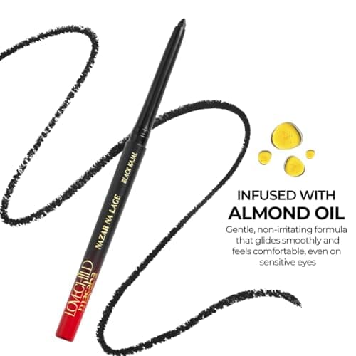 LoveChild Masaba Kajal Pencil Coal Black Matte - Smudge-proof & Waterproof, Long-lasting Deeply Pigmented Intense Black Kajal for Women, Makeup Essential (0.35g)