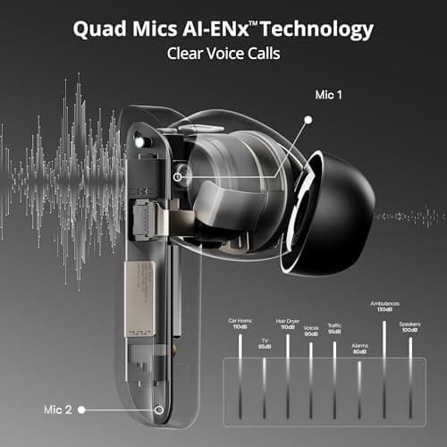 Boat Airdopes 800, Dolby Audio, Adaptive EQ by Mimi, 4Mics AI ENx, App Support, Fast Charge, Low Latency, IPX5, v5.3 Bluetooth TWS in Ear Earbuds Wireless Earphones with mic (Interstellar Black)