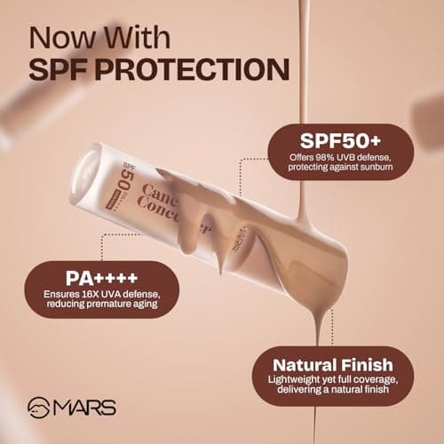 MARS SPF50 PA++++ Cancel Concealer with Radiant Natural Finish (6.0 ml) (06-HONEY GLOW) | Lightweight | Medium to High Coverage | Long-Lasting & Multi-Purpose | Crease Resistant