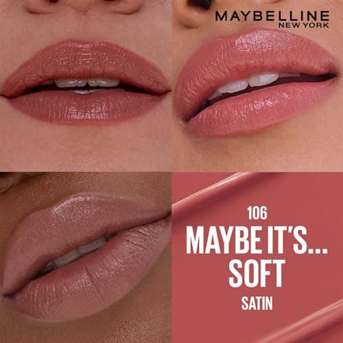Maybelline New York Serum Lipstick (Satin) 8Hr weightless hydration, One-swipe bold color, Nude - 106 Maybe It's Soft, 4.2g
