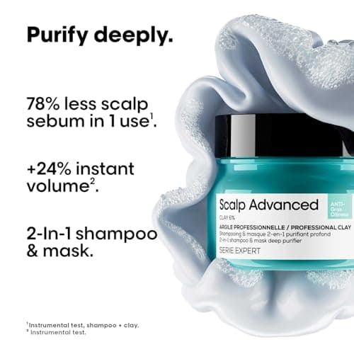 L’Oréal Professionnel Scalp Advanced Anti-Oiliness 2-In-1 Deep Purifier Clay 250gms| For Very Oily Scalps | Purifies the Scalp Deeply with 3% AHA & 6% Clay | For Men & Women