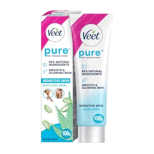 Veet Pure Hair Removal Cream for Women For Sensitive Skin - 100g | Suitable for Legs, Underarms, BikinI, Arms | Long Lasting Smoothness | Derma Tested