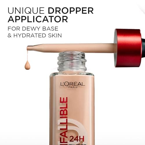 L’Oréal Paris Infallible 24H Tinted Serum Foundation, Light-weight Coverage, Dewy & Radiant Finish, Transfer-proof, 30ml