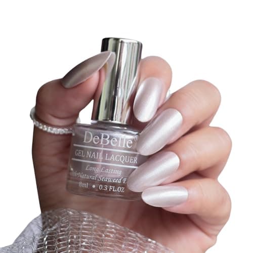 DeBelle Mermaid Collection (Chrome Finish Iridescent Nail Polish Shades) 8Ml (Little Mermaid, 8Ml (Pack Of 1)),Metallic Pearl Pink With Silver