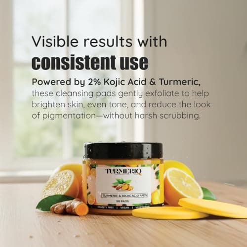Turmeric & Kojic Acid Face Cleansing Pads for Dark Spots, Skin Brightening & Acne Removal | For Women & Men | All Skin Type | 50 Pads
