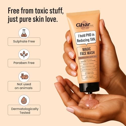 Ghar Soaps Magic De-Tan Face wash With Saffron & Glutathione 100ml | Tan Removal, Brightening and Glowing Skin I For All Skin Type I For Men & Women