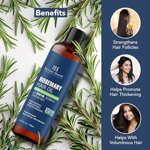 Botanic Hearth 100% Pure Rosemary Oil for Hair Growth | Controls Hair Fall, Promotes New Hair Growth | Hair Strengthening Treatment for Healthy Nourished Hair | 198 ml