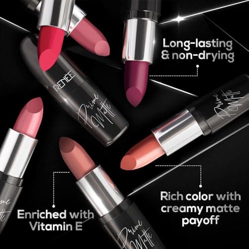 RENEE Prime Matte Lipstick - Vintage Rose, Lightweight & Long-Lasting Formula, Creamy Matte Finish, One Swipe Application, Non-Drying, Vitamin E Infused, 4.5Gm