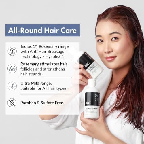 ThriveCo Rosemary Shampoo for Hair Fall Control & Advanced Hair Growth | Promotes Strong Hair Roots & Healthy Scalp | With Rosemary, Rice Water Pea Peptide, Caffeine,& Hyaplex | Men & Women | 250ml