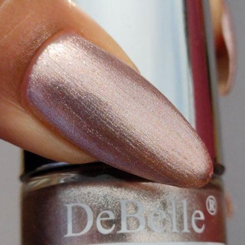 DeBelle Gel Nail Polish Pandora (Blush Rose Gold Glitter Nail Paint)|Non UV - Gel Finish |Chip Resistant | Seaweed Enriched Formula| Long Lasting|Cruelty and Toxic Free| 8ml