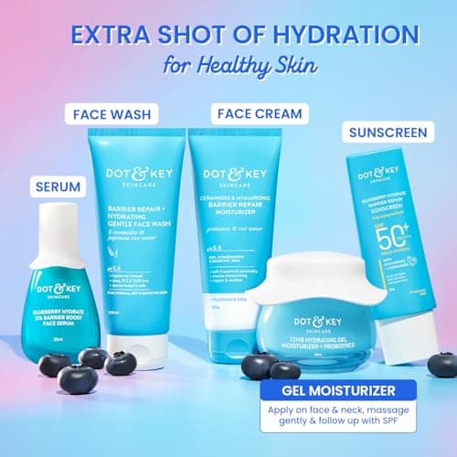 DOT & KEY 72Hr Hydrating Gel + Probiotics Moisturizer For Face With Hyaluronic Acid, Kombucha & Rice Water Lightweight Gel Oil Free Moisturizer | For Oily, Dull & Uneven Skin Tone I For All Skin Types | 60Ml