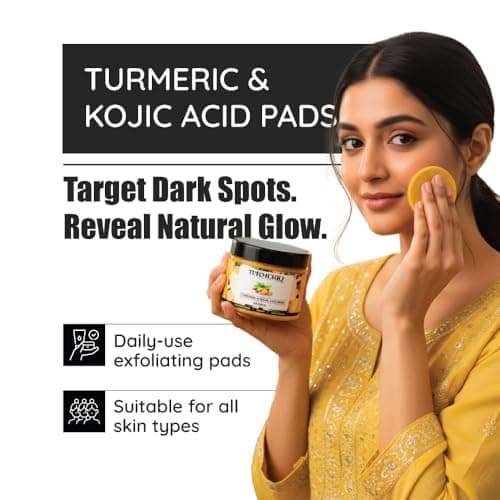 Turmeric & Kojic Acid Face Cleansing Pads for Dark Spots, Skin Brightening & Acne Removal | For Women & Men | All Skin Type | 50 Pads
