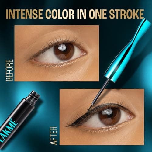 LAKME 9to5 Eyeconic Waterproof Liquid Eyeliner, Intense Black, 4.5 ml, for Precise Eye Definition, with Quick-Dry Formula, Smudgeproof and Waterproof