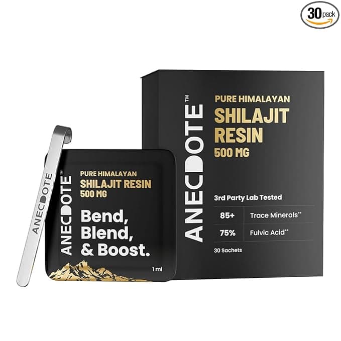 Anecdote Pure Himalayan Shilajit Resin Cards 500mg | Boosts Stamina | Increases Productivity | 75% Fulvic Acid, 85+ Trace Minerals | No Added Sugar | Pack of 30