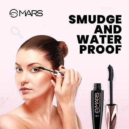 MARS Fabulash Volumizing Mascara | Up to 18 Hours Stay | Waterproof with Intense Jet Black Color (12ml) (Black)