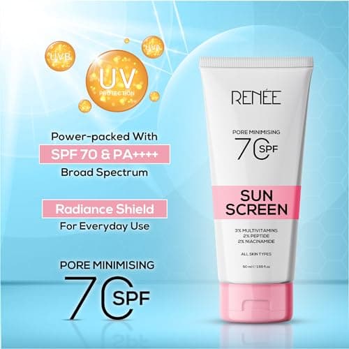 RENEE Pore Minimizing Sunscreen SPF 70 With 2% Niacinamide, 2% Peptide & 3% Multivitamins, 50Ml