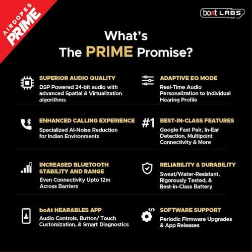 Boat Airdopes 800, Dolby Audio, Adaptive EQ by Mimi, 4Mics AI ENx, App Support, Fast Charge, Low Latency, IPX5, v5.3 Bluetooth TWS in Ear Earbuds Wireless Earphones with mic (Interstellar Black)