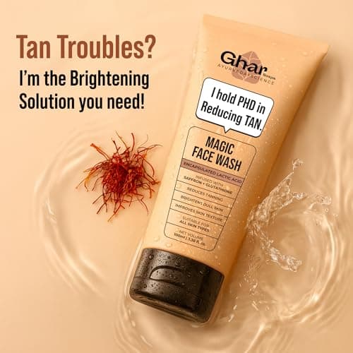 Ghar Soaps Magic De-Tan Face wash With Saffron & Glutathione 100ml | Tan Removal, Brightening and Glowing Skin I For All Skin Type I For Men & Women