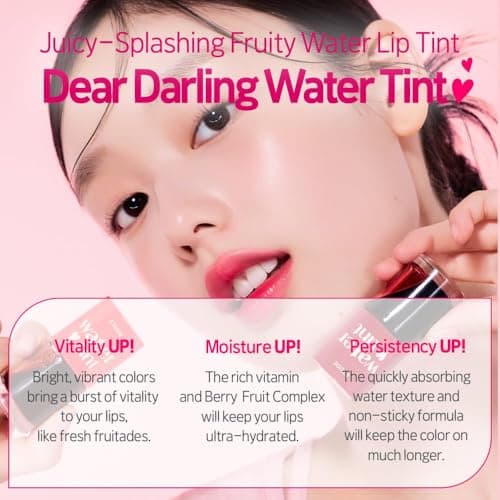 ETUDE Dear Darling Water Gel Luminous Lip & Cheek Tint| Long Lasting, Waterproof, Smudgeproof |Korean Makeup|Shade-02,Cherry-9ml