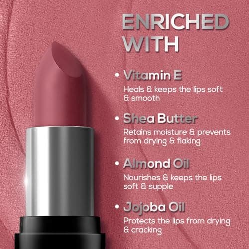 RENEE Prime Matte Lipstick - Vintage Rose, Lightweight & Long-Lasting Formula, Creamy Matte Finish, One Swipe Application, Non-Drying, Vitamin E Infused, 4.5Gm
