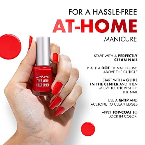 Lakme True Wear Color Crush Glossy Finish Nail Polish, Long Lasting & Vibrant Nail Paint, 404, 6Ml