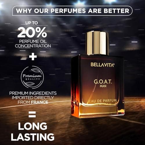 Bella Vita Luxury G.O.A.T Long Lasting Perfume | Perfume for Man | Eau De Parfum 100ml | Bergamot, Patchouli & Vetiver | Spicy, Citrus, Woody & Musky Premium Fragrance