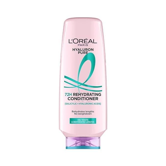 L'OREAL PARIS Unscented Hyaluron Pure 72H Rehydrating Conditioner for All Hair Types For Smooth Tangle-Free Hair, 340 Millilitres