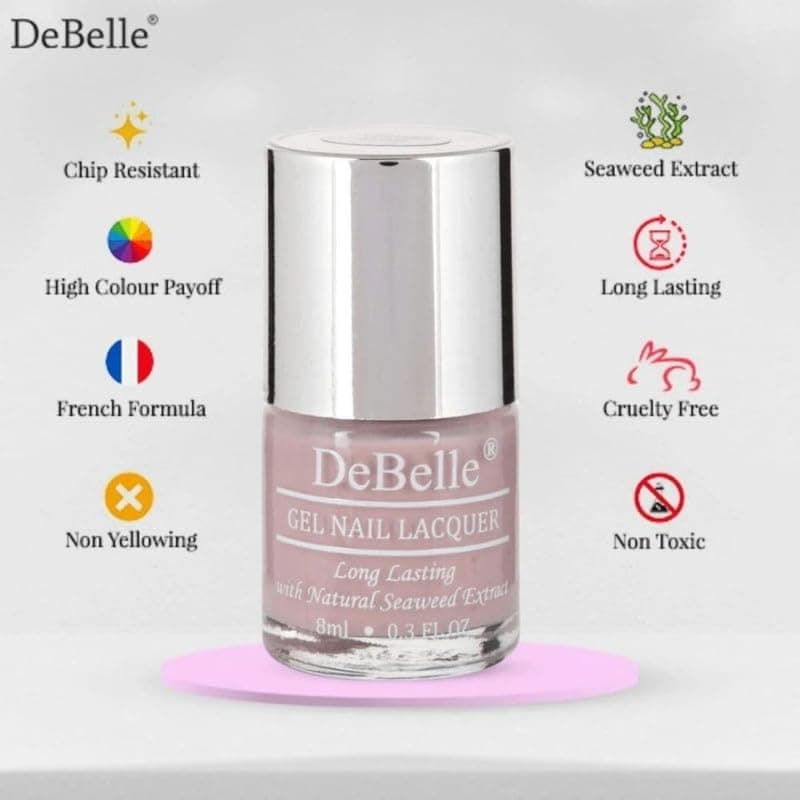 DeBelle Gel Creme Finish Nail Polish Vintage Frost (Pastel Purple), 8 Ml - Enriched With Natural Seaweed Extract, Cruelty Free, Toxic Free