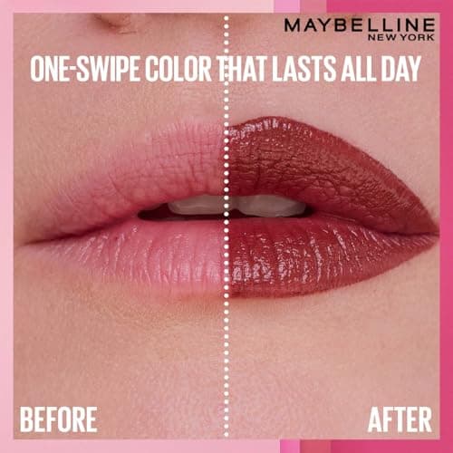 Maybelline New York Serum Lipstick (Satin) 8Hr weightless hydration, One-swipe bold color, Nude - 106 Maybe It's Soft, 4.2g