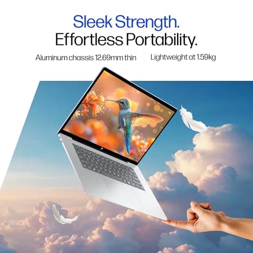 HP Omnibook 5 OLED (Previously Pavilion), Snapdragon X Processor (16GB LPDDR5x,1TB SSD) 2K OLED,16''/40.6cm, Win11, M365*Office24, Glacier Silver, 1.59kg, fb0001QU, Backlit, Next-Gen AI Laptop