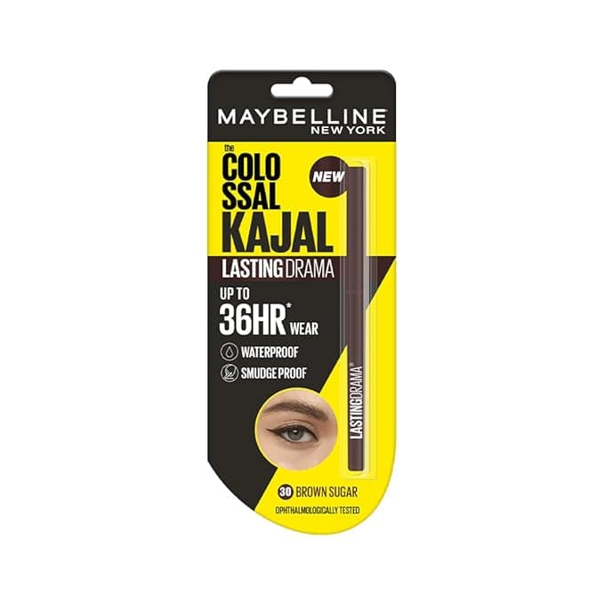 Maybelline New York Colossal Lasting drama Kajal - 36H Wear, Waterproof, Smudge Proof Kajal - 30 Brown Sugar, 0.31g