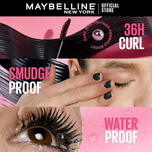 Maybelline New York Mascara, Highly Pigmented Colour, Long-lasting, Waterproof, Hypercurl , Black, 9.2ml