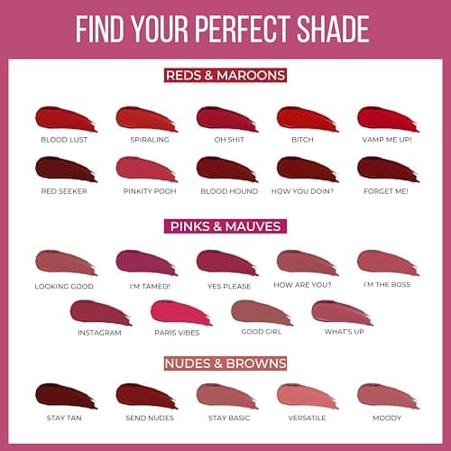INSIGHT 24 Hrs Non-Transfer Matte Lipstick | Lightweight, Highly Pigmented, Long Wear | Kiss Proof & Smudge Proof | With Vitamin E & Jojoba Oil | Vegan, Toxin Free | Shade - 24 Instagram (3g)