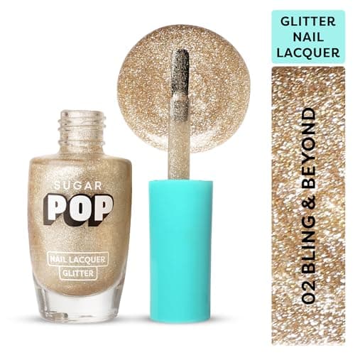 SUGAR POP Nail Lacquer Glitter Finish 02 Bling & Beyond - 10 Ml - Quick-Drying | Chip-Resistant | High On Shine | Long-Wear Formula